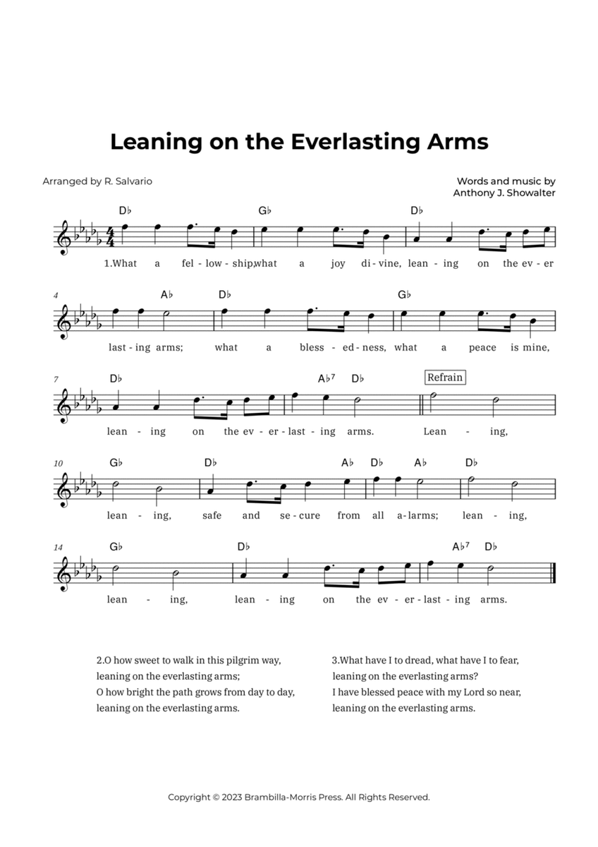 Leaning on the Everlasting Arms (Key of D-Flat Major) image number null