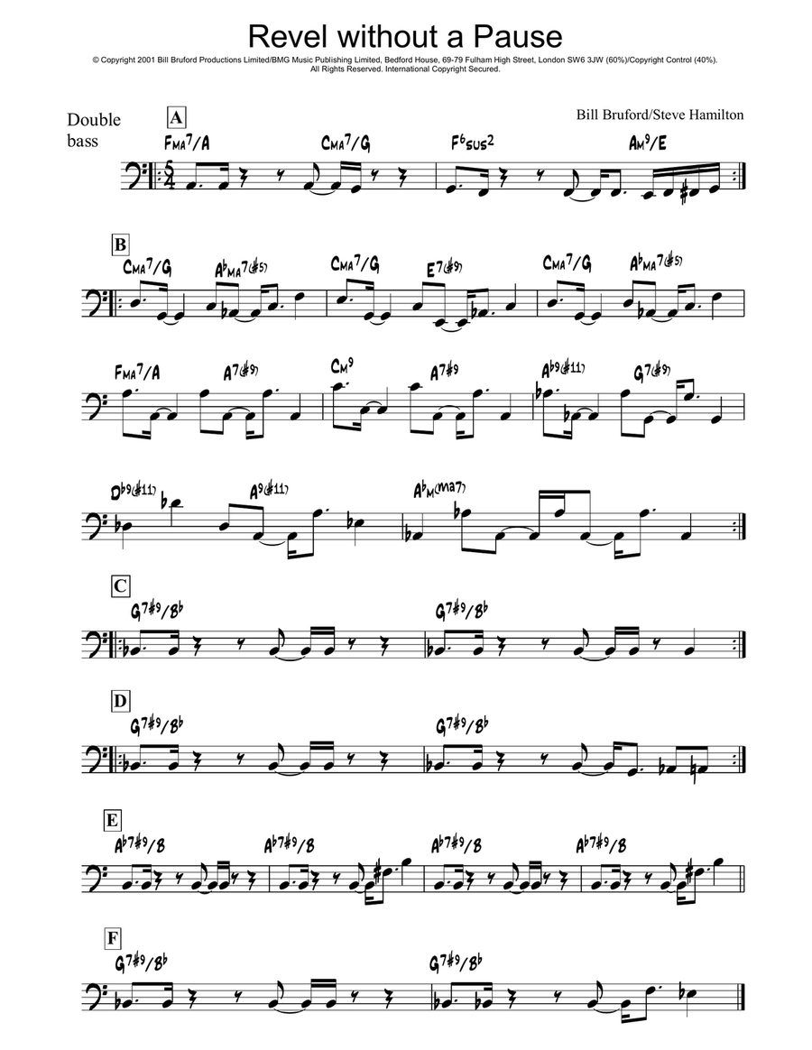 Revel Without A Pause Revel Without A Pause Bass Guitar scores gallery preview page 1
