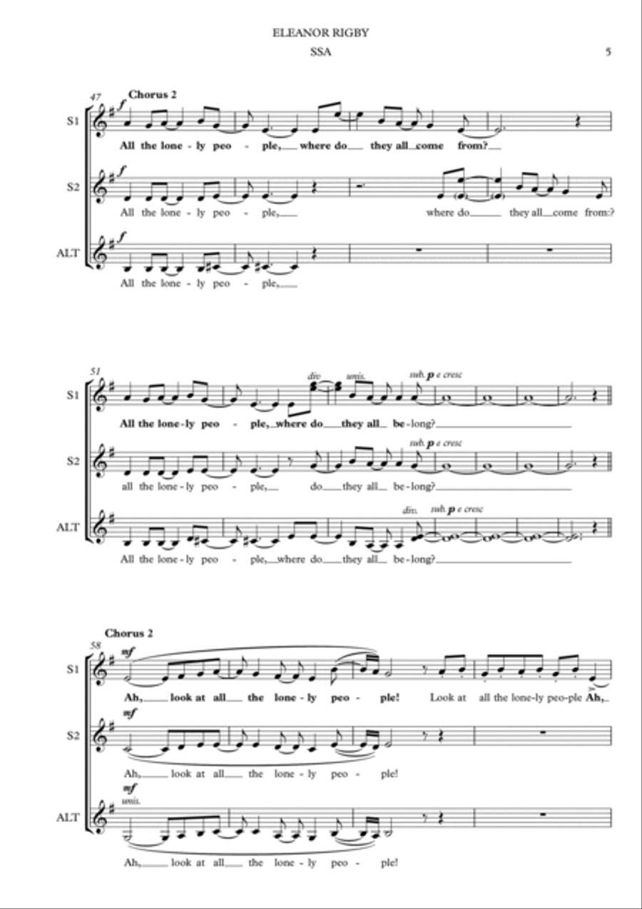 Eleanor Rigby Eleanor Rigby SSA scores gallery preview page 5