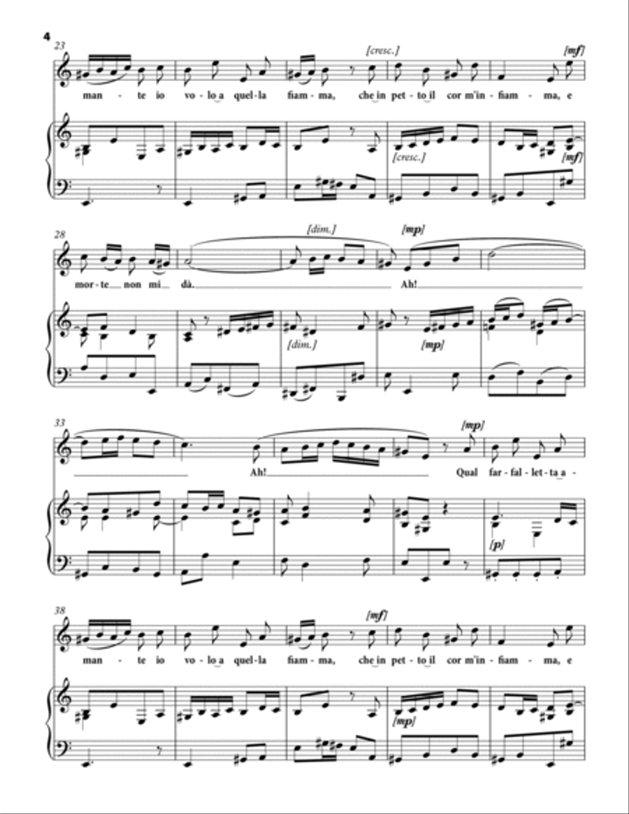 SCARLATTI, Domenico: Qual farfalletta amante, canzonetta for Voice and Piano (A minor) Voice Solo scores gallery preview page 4