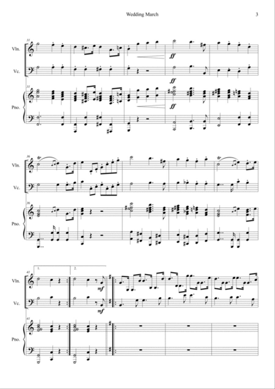 Wedding March Piano Trio scores gallery preview page 3