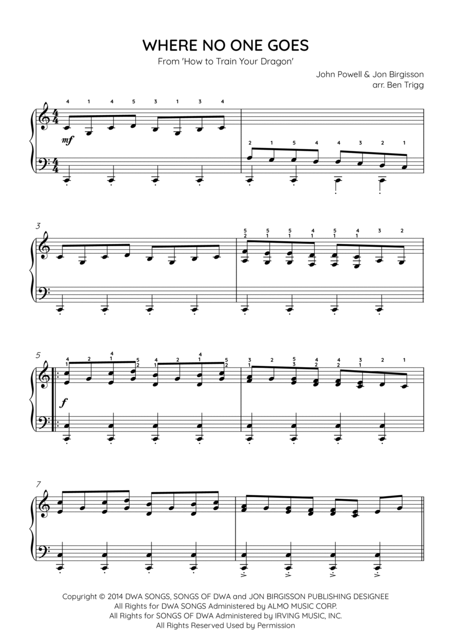 Where No One Goes Piano Solo scores gallery preview page 1