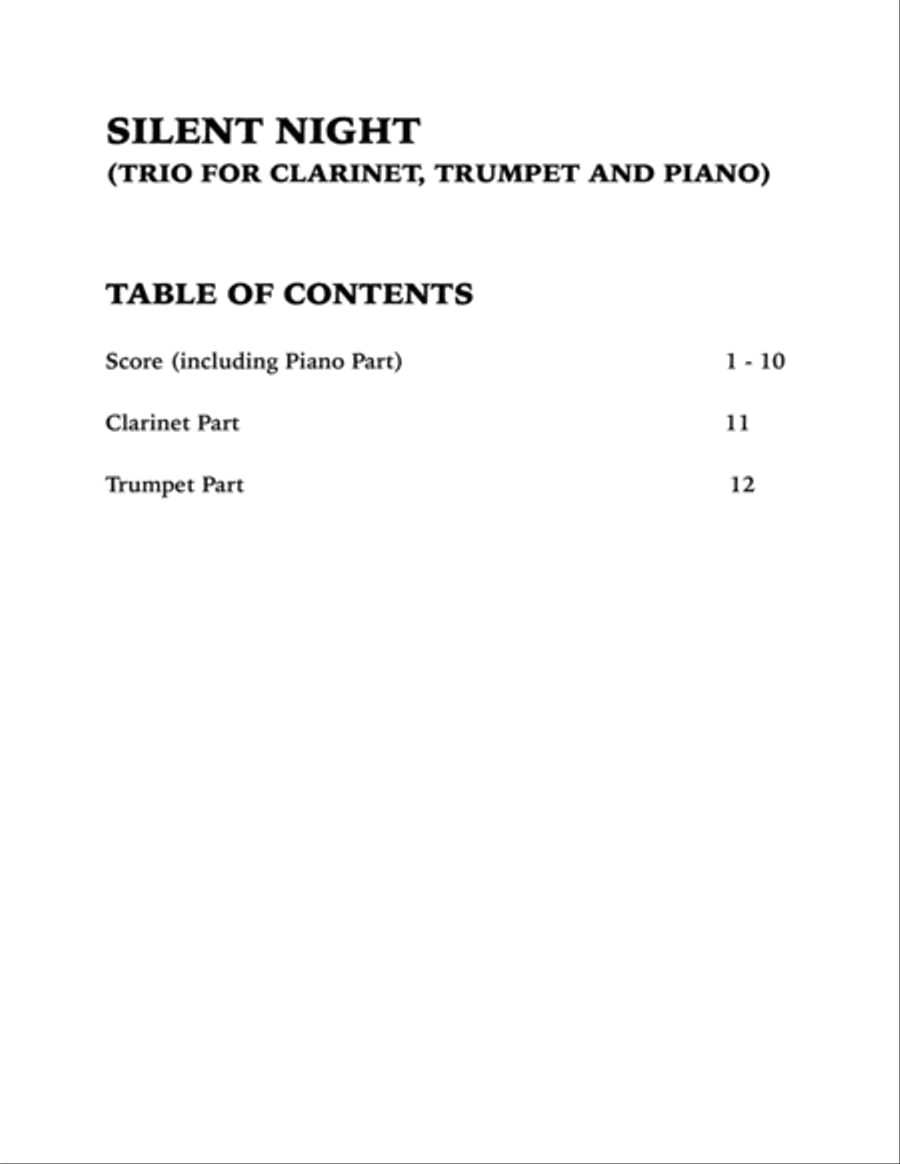 Silent Night (Trio for Clarinet, Trumpet and Piano) Small Ensemble scores gallery preview page 4