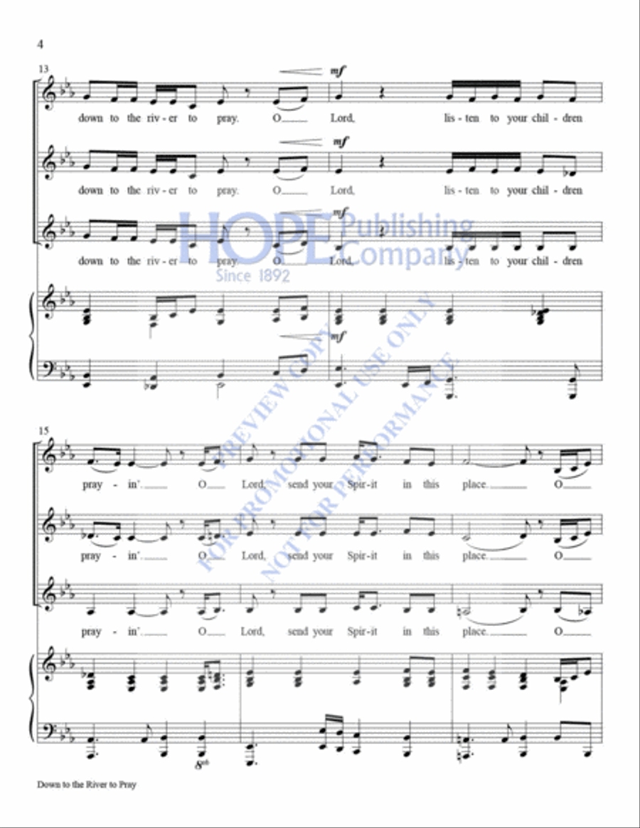 Down to the River to Pray with Lord, Listen to Your Children Voice scores gallery preview page 5