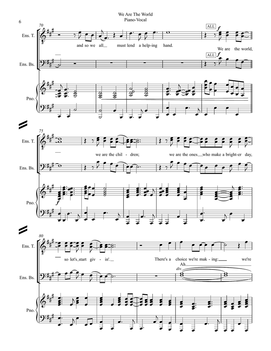 We Are The World We Are The World TTBB scores gallery preview page 6