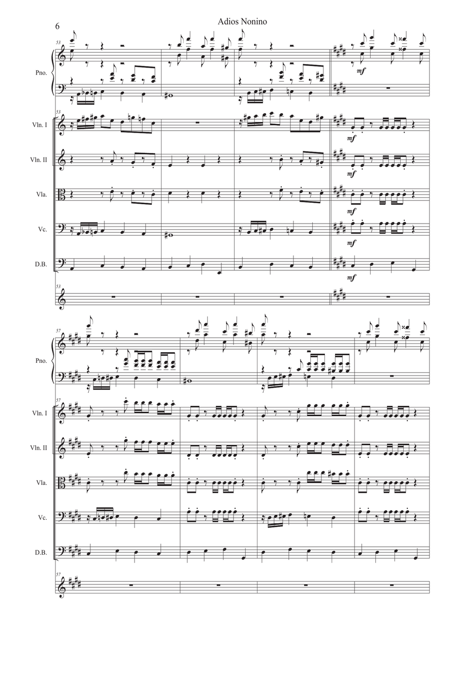 Adios Nonino Chamber Music scores gallery preview page 6