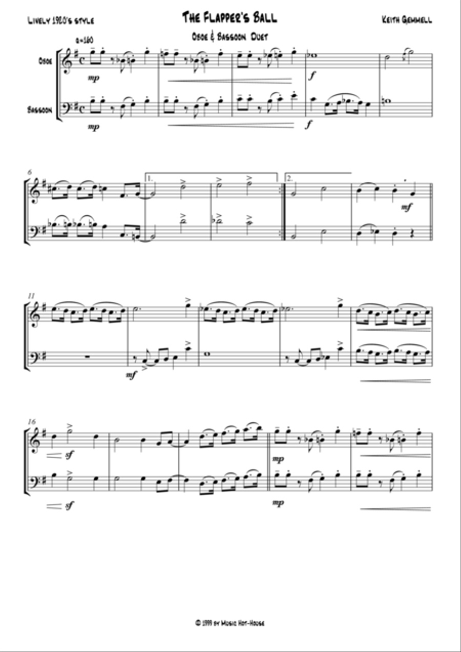 The Flapper's Ball: Oboe & Bassoon Duet The Flapper's Ball: Oboe & Bassoon Duet Woodwind Duet scores gallery preview page 1