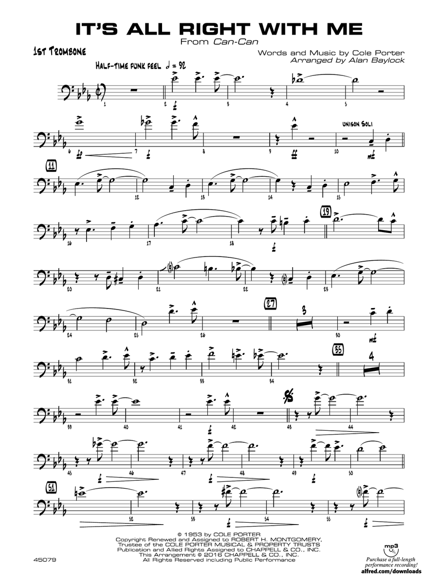 It's All Right with Me: 1st Trombone