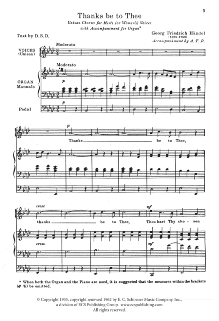 Thanks Be To Thee Unison Choir scores gallery preview page 2
