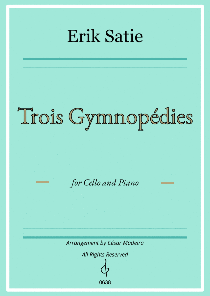 Three Gymnopedies by Satie - Cello and Piano (Full Score) image number null