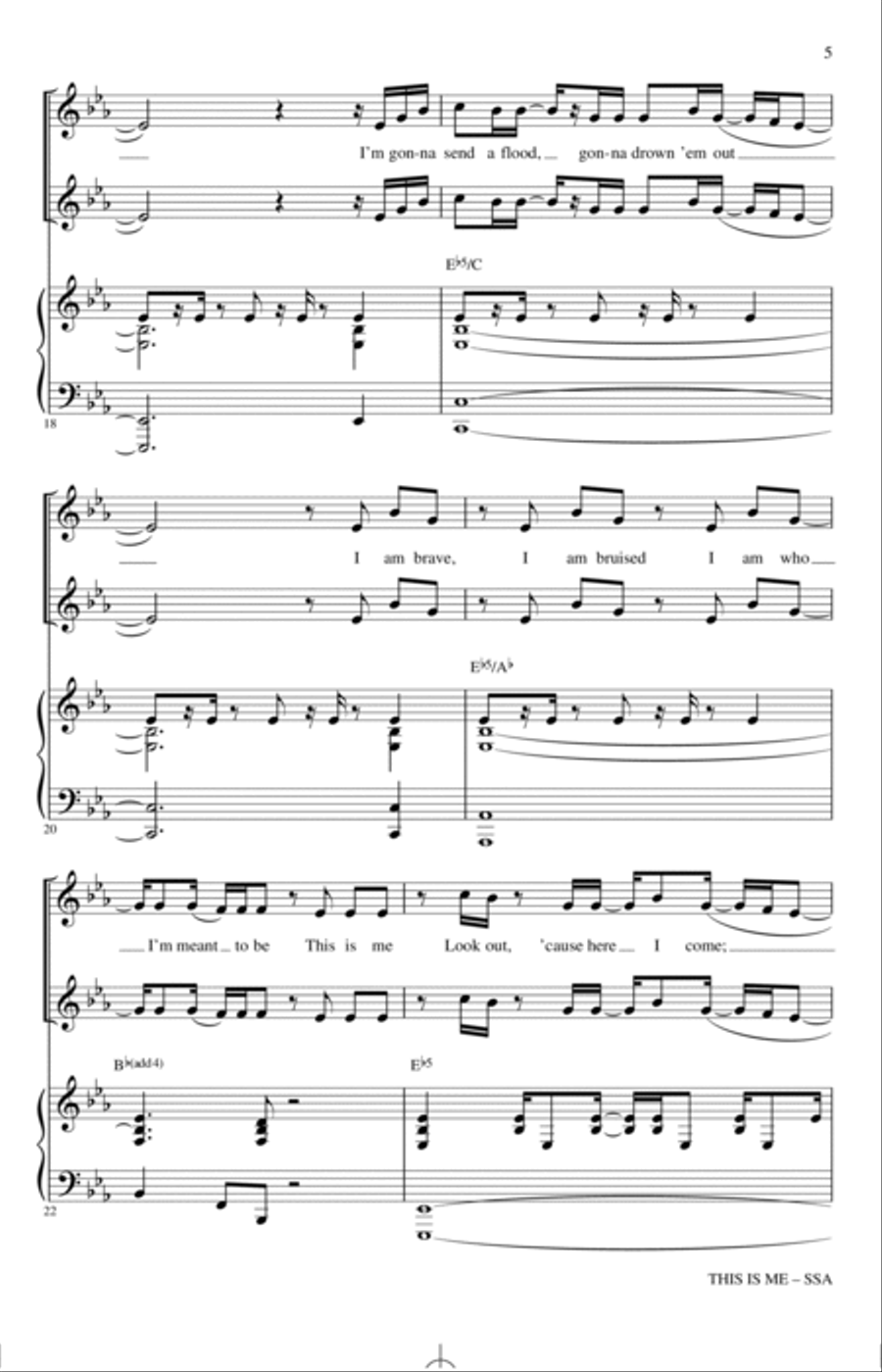 This Is Me (from The Greatest Showman) (arr. Mac Huff) SSA scores gallery preview page 4