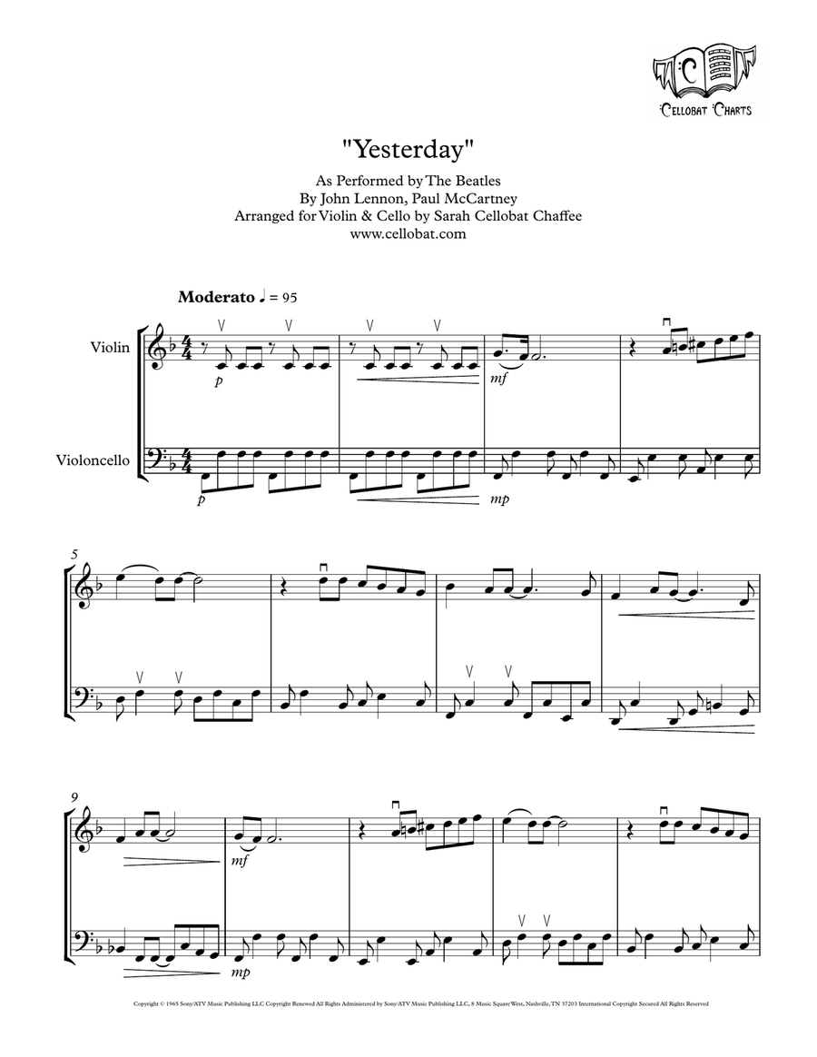 Yesterday by The Beatles String Duet - Digital Sheet Music