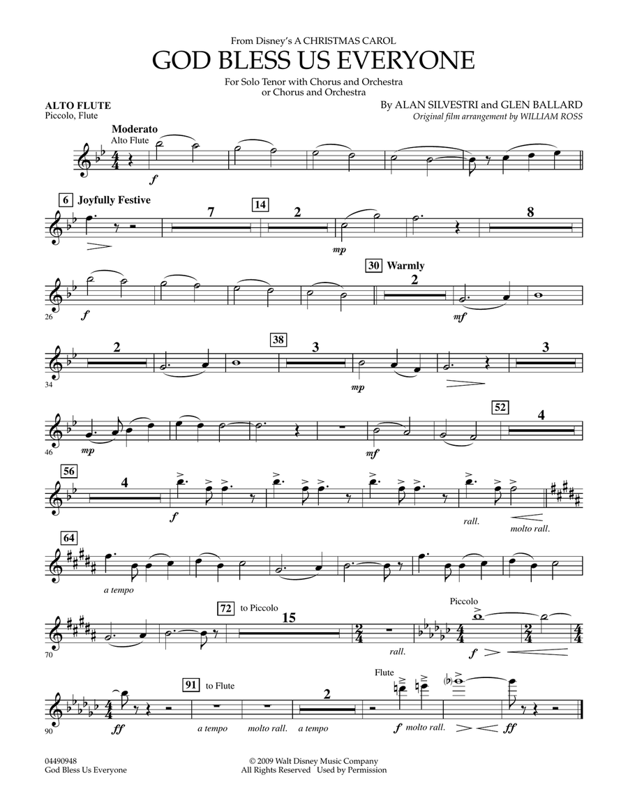 God Bless Us Everyone - Alto Flute Full Orchestra scores gallery preview page 1