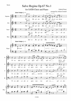 Faure Salve Regina arranged for SATB choir and piano (organ)