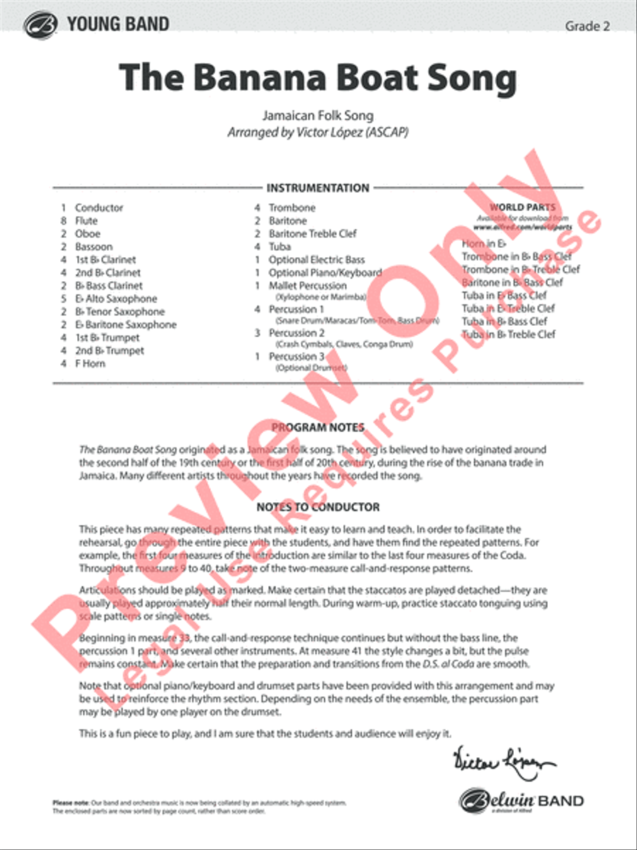 The Banana Boat Song The Banana Boat Song Concert Band scores gallery preview page 2