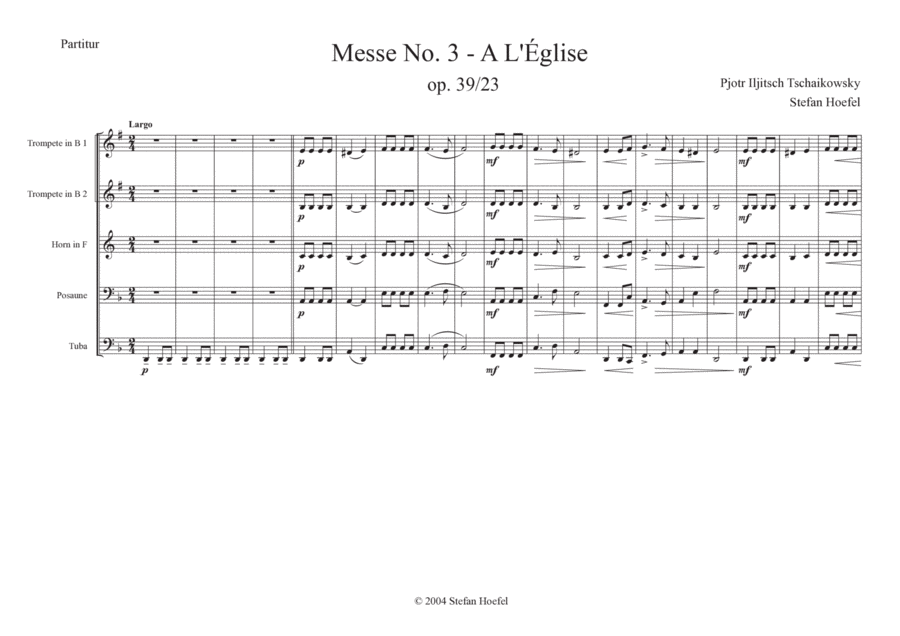 A L'Église / In Church op. 39, No. 23 from Messe No. 3 Brass Quintet scores gallery preview page 1