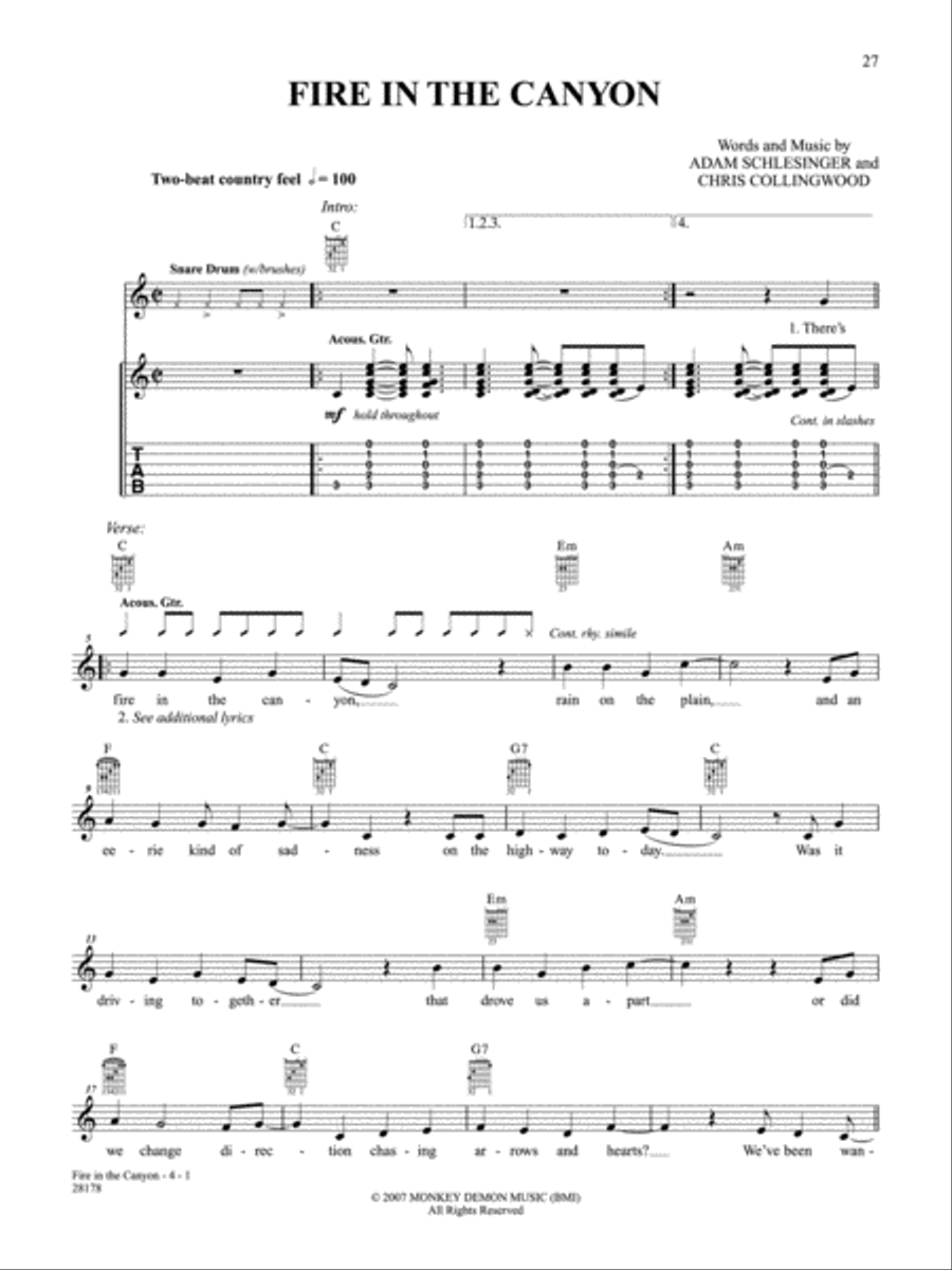 Fire In The Canyon Guitar Tablature scores gallery preview page 1