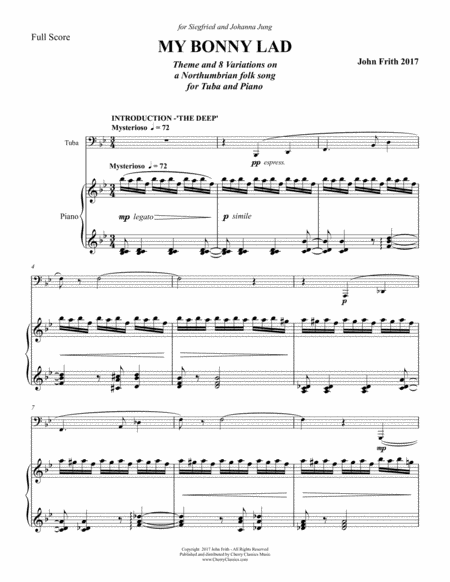 My Bonny Lad - Theme and 8 Variations for Tuba and Piano image number null