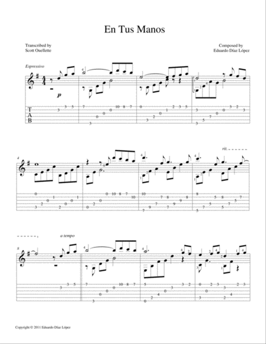 En Tus Manos Guitar Solo scores gallery preview page 2