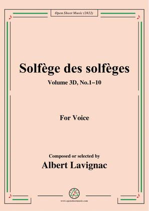 Lavignac-Solfege des solfeges,Volum 3D No.1-10,for Voice
