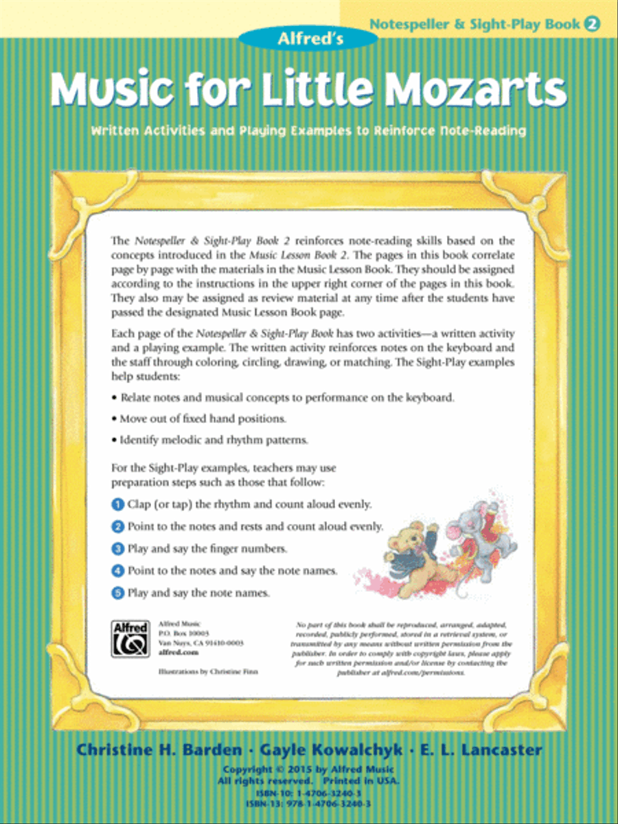 Music for Little Mozarts Notespeller & Sight-Play Book, Book 2 Piano Method scores gallery preview page 2