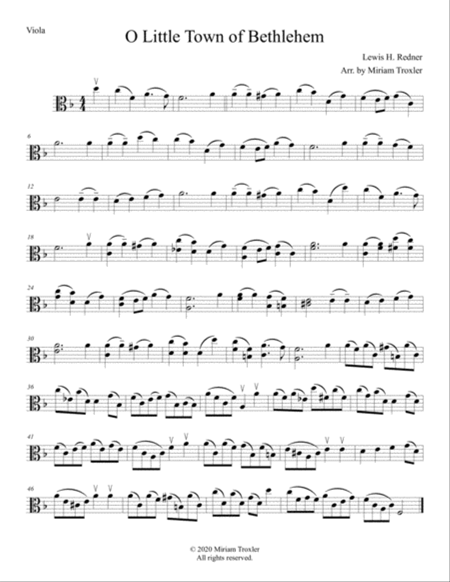 Traditional Christmas Carols for Solo Viola