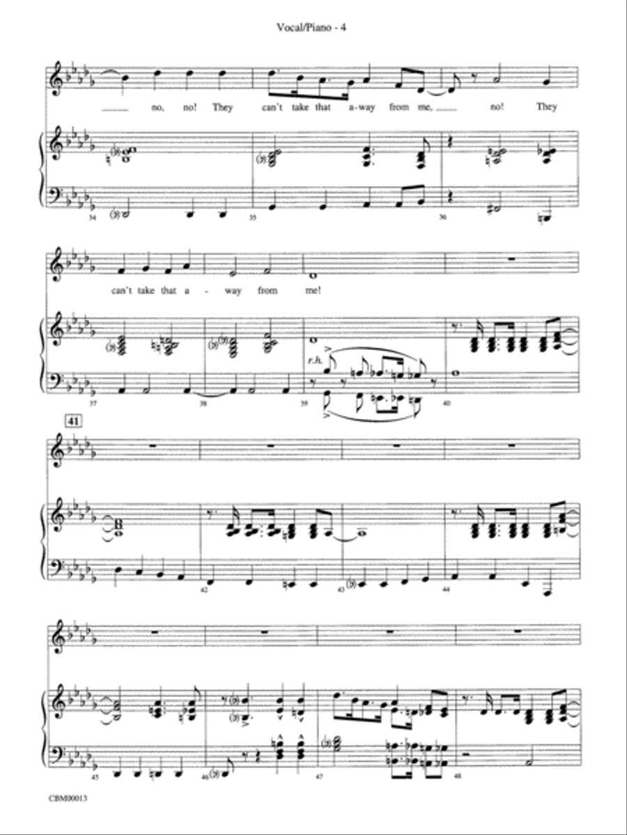 They Can't Take That Away from Me: Vocal/Piano Score