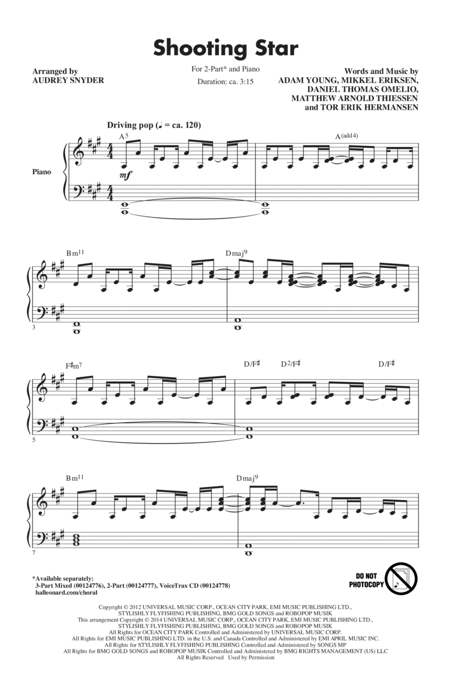 Shooting Star 2-Part scores gallery preview page 1