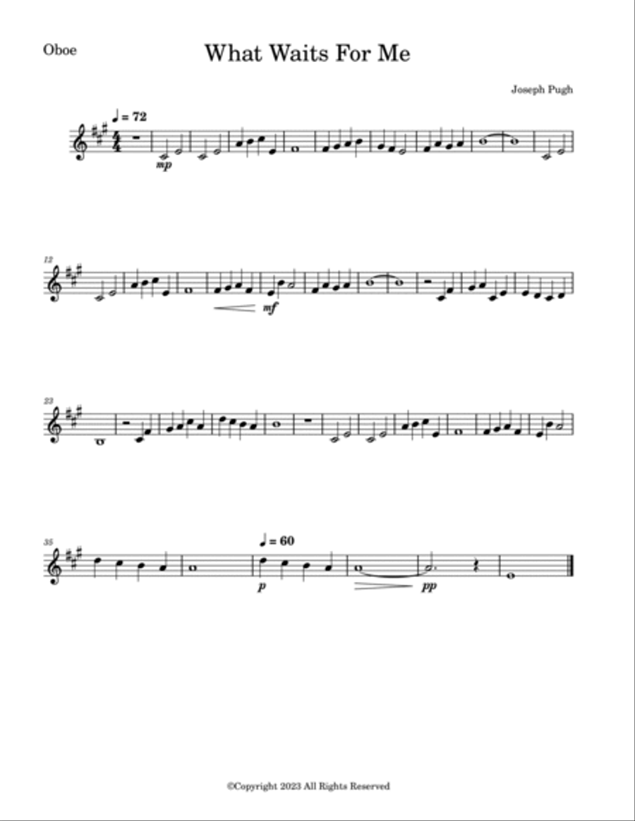 What Waits For Me (Oboe/Flute Solo) Chamber Music scores gallery preview page 2