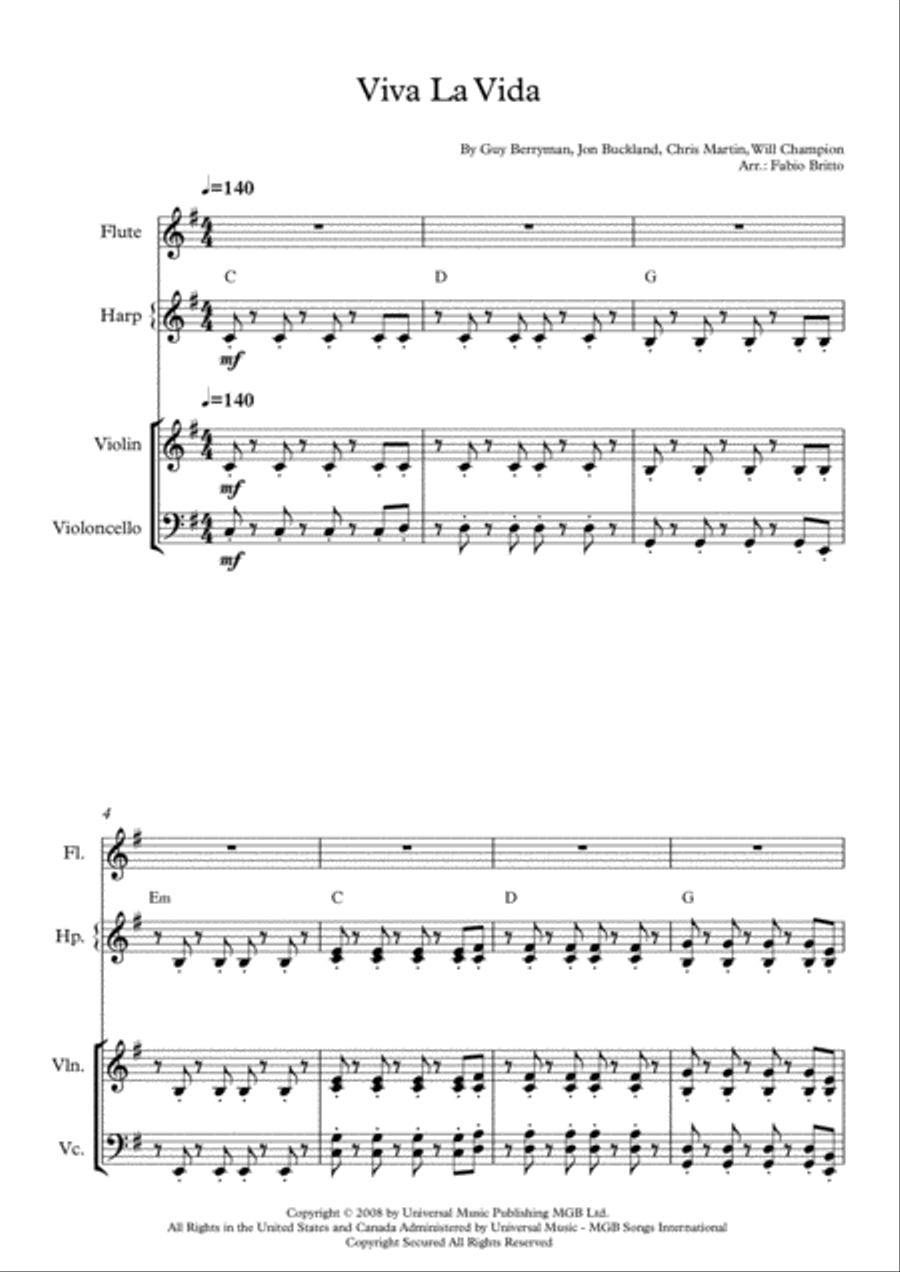 Viva La Vida Viva La Vida Small Ensemble scores gallery preview page 2