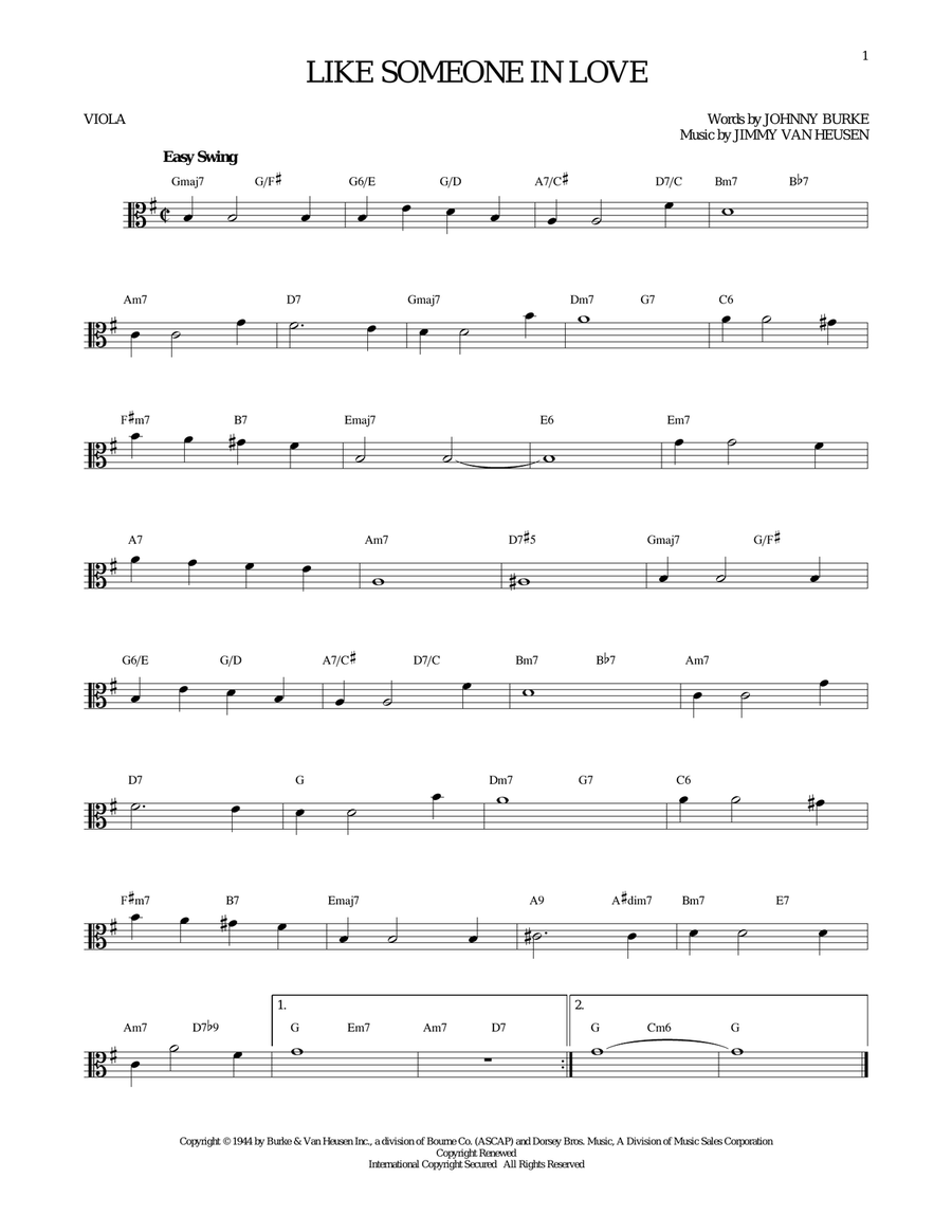 Like Someone In Love Viola Solo scores gallery preview page 1