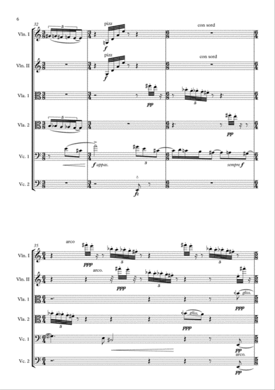Hexad for String Sextet String Orchestra scores gallery preview page 6
