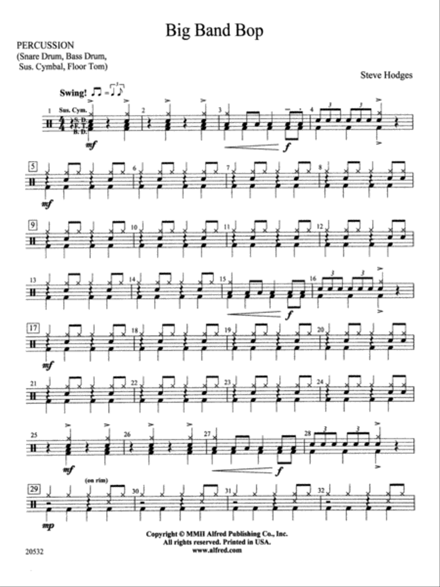 Big Band Bop: 1st Percussion Concert Band scores gallery preview page 1