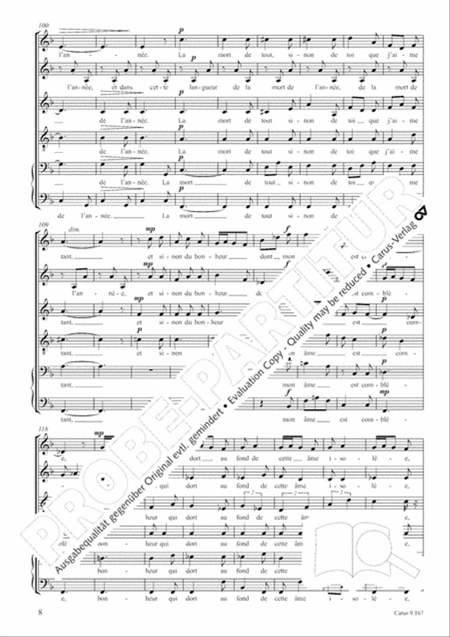 Debussy/ Gottwald: Deux Melodies d'apres des textes de Paul Bourget transcribed for 6 voices Choir scores gallery preview page 9