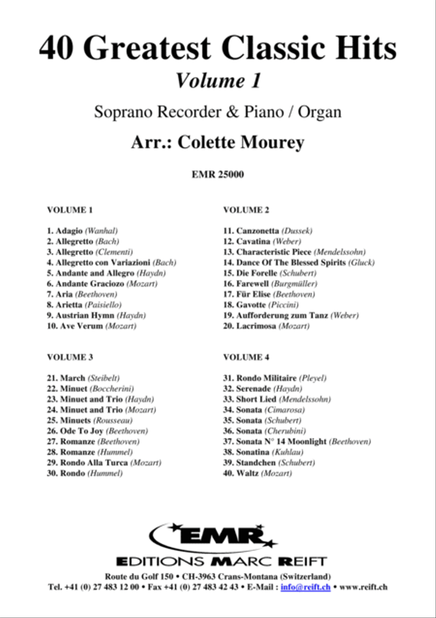 40 Greatest Classic Hits Vol. 1 Soprano Recorder scores gallery preview page 2