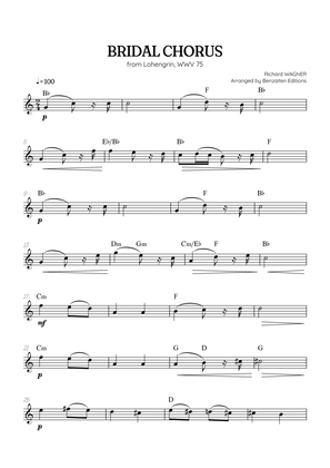 Wagner • Here Comes the Bride (Bridal Chorus) from Lohengrin | trumpet in Bb sheet music w/ chords