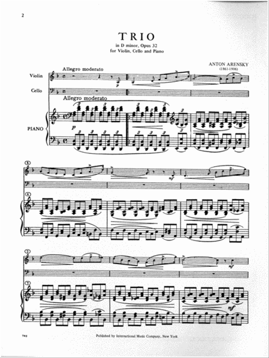 Trio In D Minor, Opus 32 Piano Trio scores gallery preview page 2