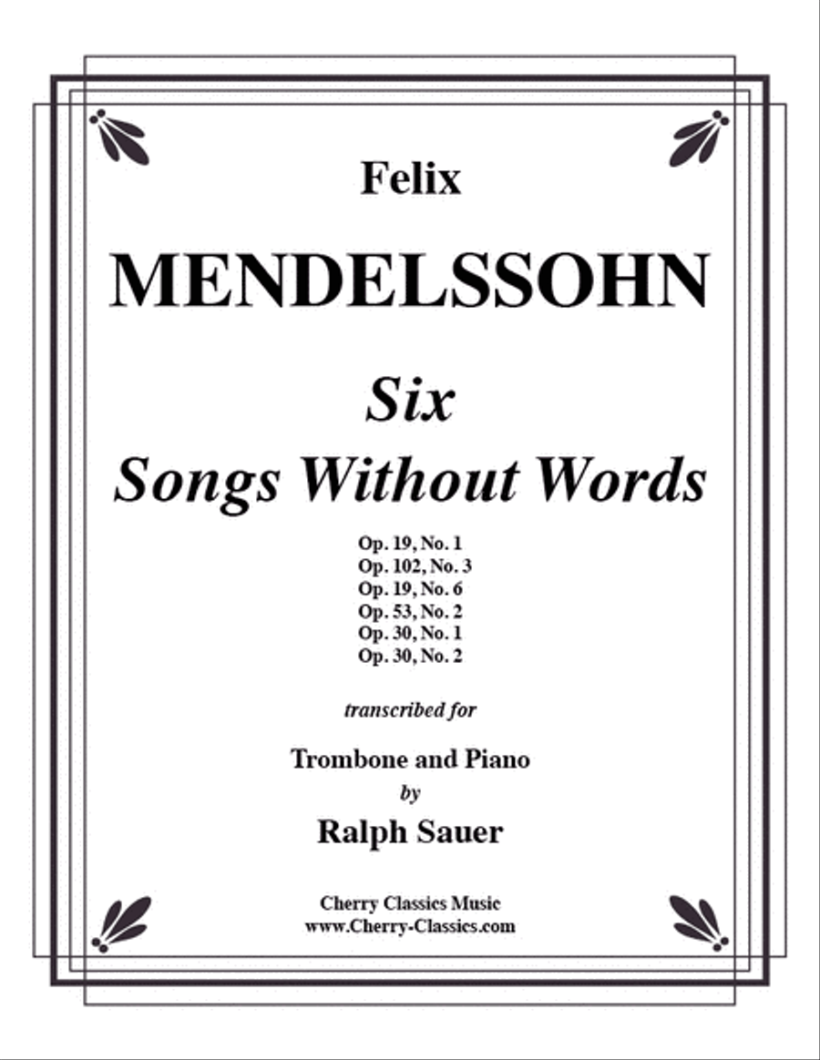Six Songs Without Words for Trombone & Piano, Volume I Piano Accompaniment scores gallery preview page 1