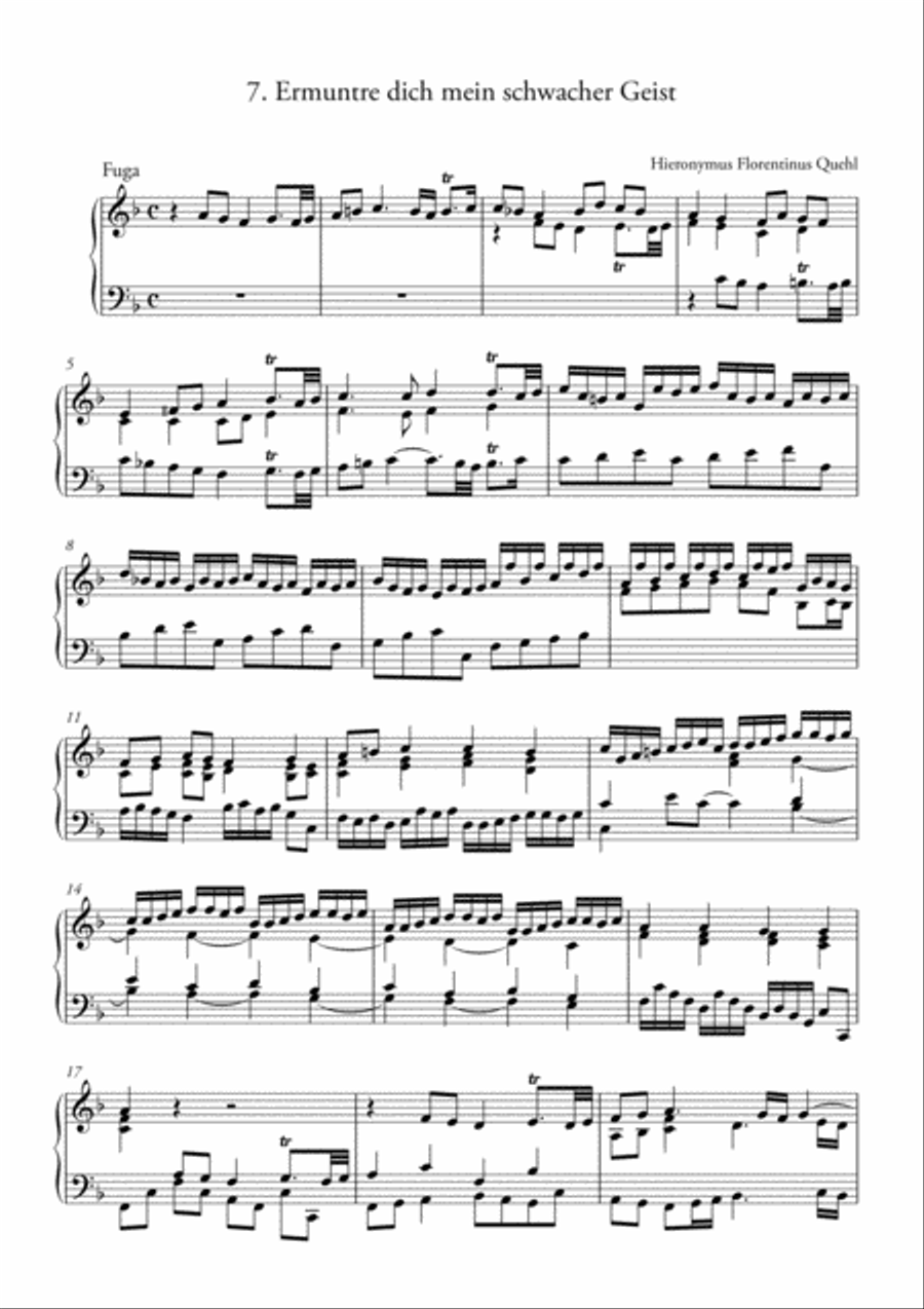 H. F. Quehl, Fuga - Fuga Ermuntre dich mein schwacher Geist (Take courage, my weak spirit) - Organ Piano scores gallery preview page 1