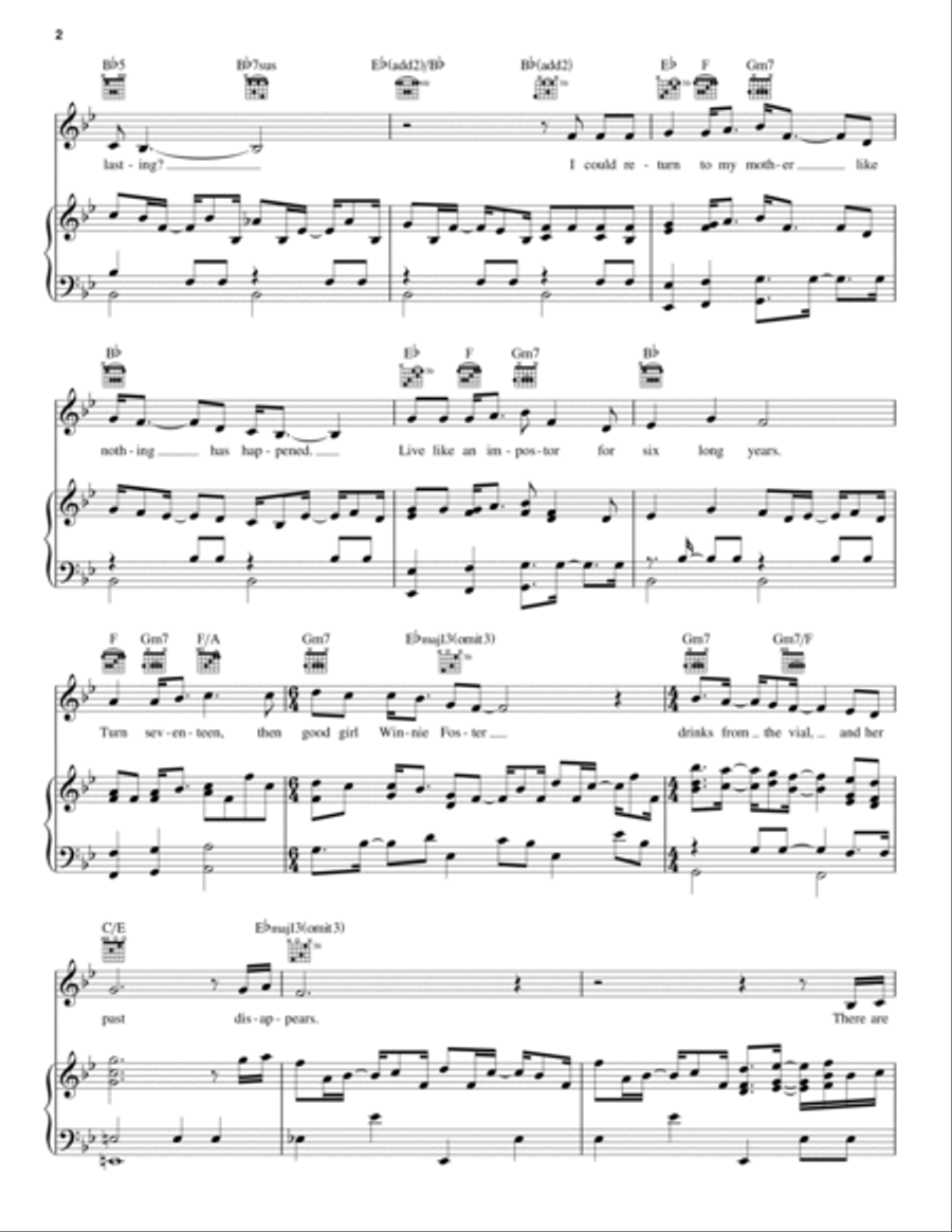 Everlasting (from Tuck Everlasting) Piano, Vocal, Guitar scores gallery preview page 2