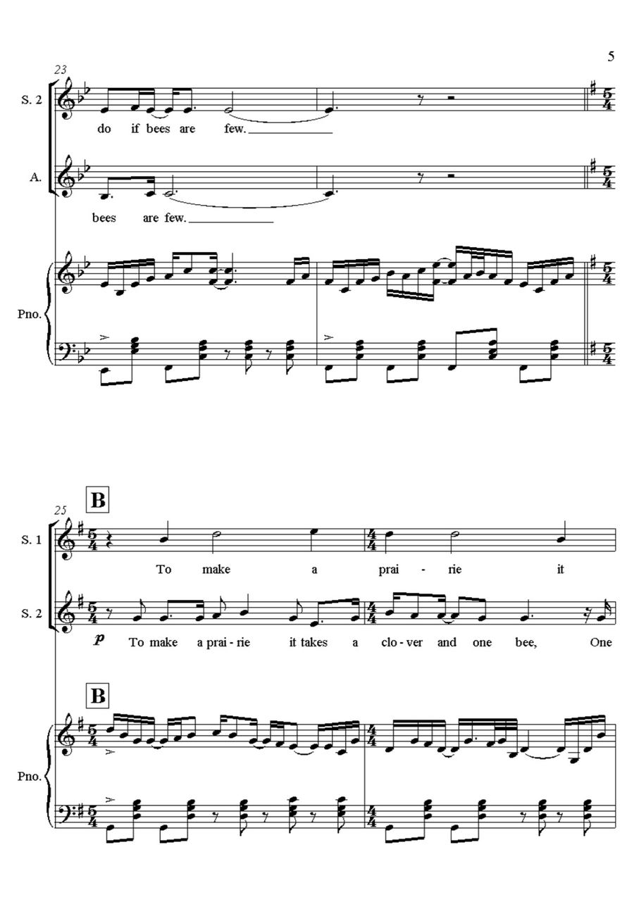 To Make a Prairie - for choir and piano 2-Part scores gallery preview page 5