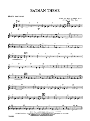 Batman Theme (from the Original TV Series): E-flat Alto Saxophone