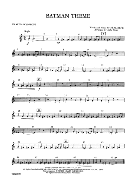 Batman Theme (from the Original TV Series): E-flat Alto Saxophone