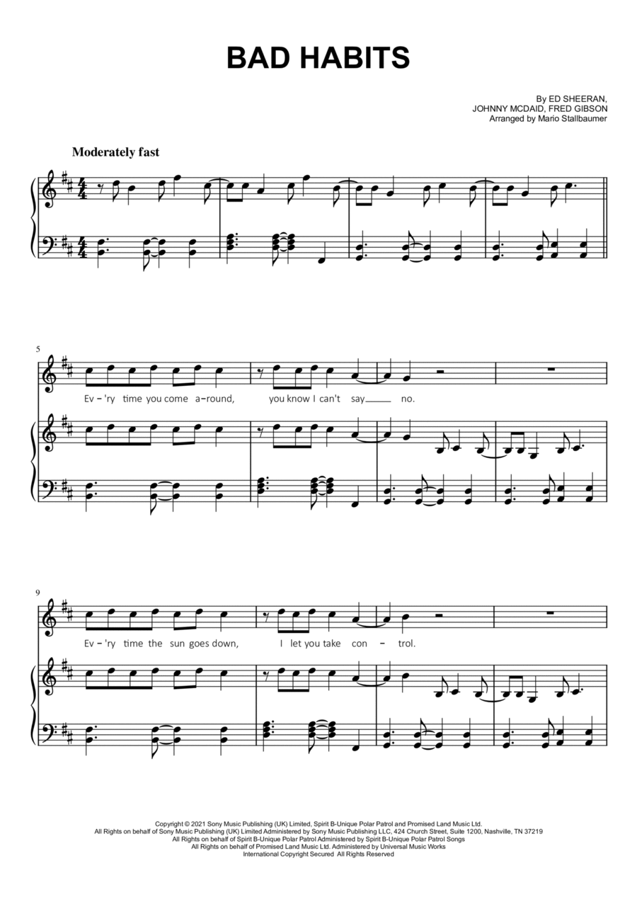 Bad Habits Bad Habits Voice scores gallery preview page 1