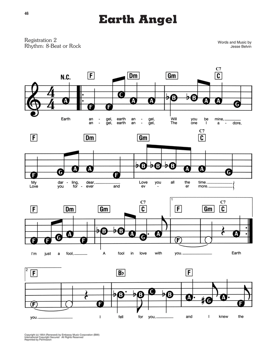 Earth Angel Electronic Keyboard scores gallery preview page 1