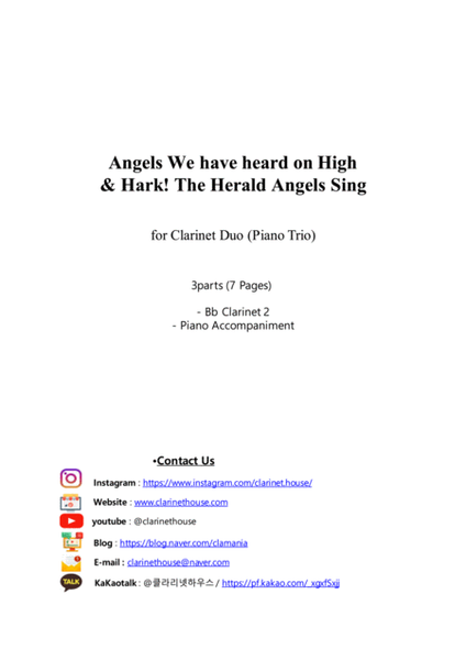 Angels We Have Heard on High & Hark! The Herald Angels Sing for Clarinet Duo (2Clarinets & Piano Tri