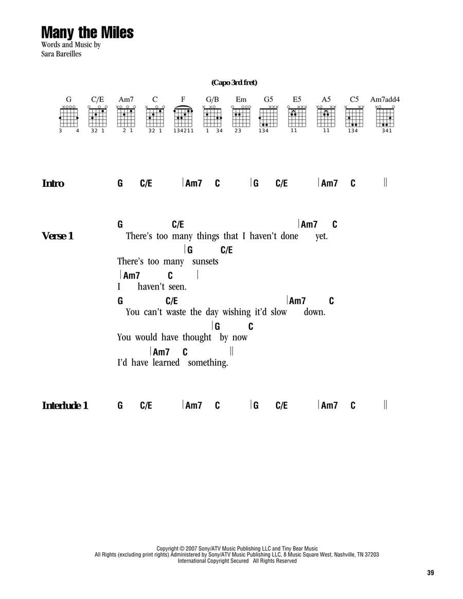 Many The Miles Many The Miles Acoustic Guitar scores gallery preview page 1