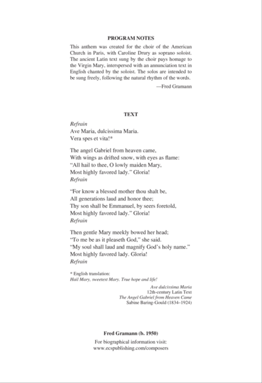 Ave dulcissima Maria Ave dulcissima Maria 4-Part scores gallery preview page 2