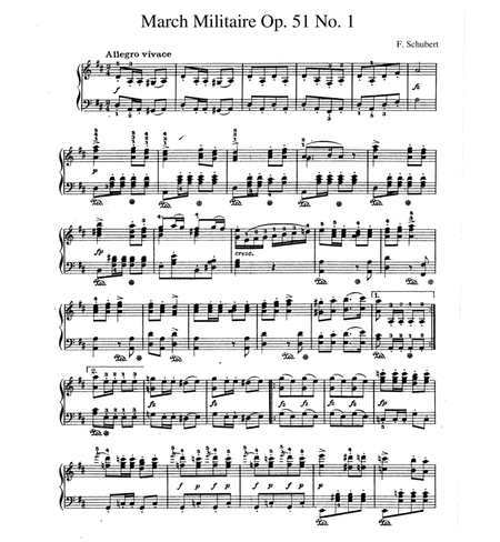 Schubert March Militaire No. 1, Op. 51 Solo Piano image number null