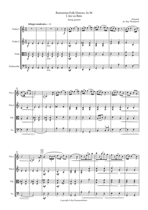 Book cover for Bartók: Rumanian Folk Dances Sz.56 1. Joc cu Bată - string quartet